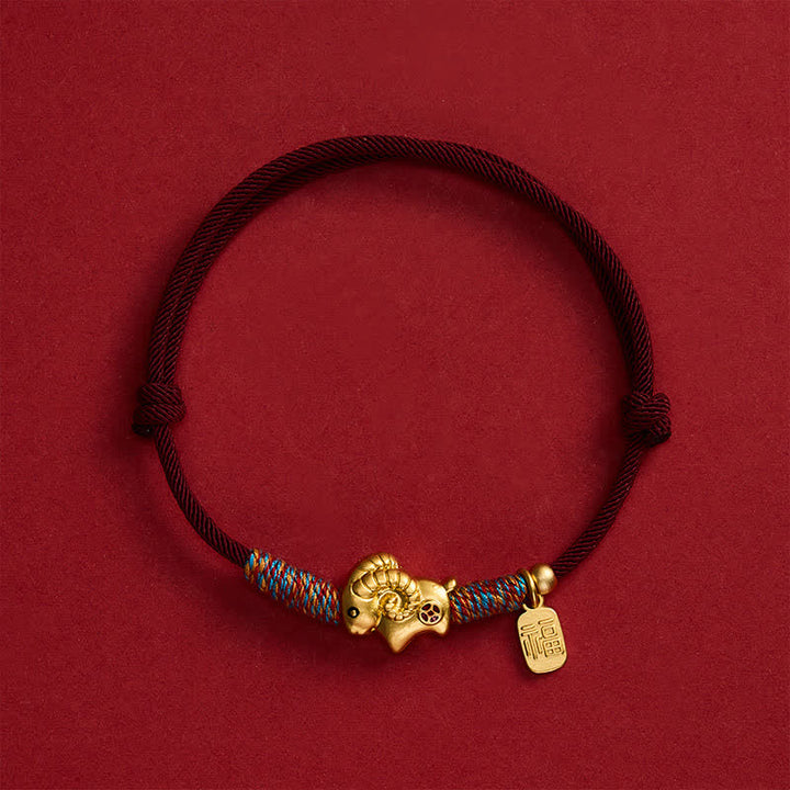 Buddha Stones Year of the Goat Copper Cute Sheep Lamb Fu Character Coins Red String Luck Bracelet - image 13