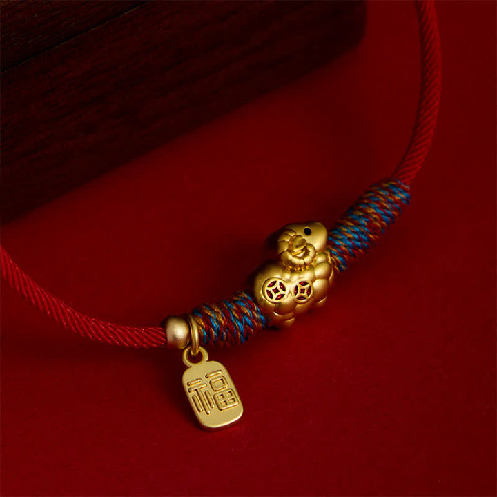Buddha Stones Year of the Goat Copper Cute Sheep Lamb Fu Character Coins Red String Luck Bracelet - image 21