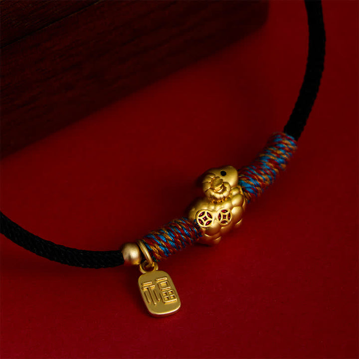 Buddha Stones Year of the Goat Copper Cute Sheep Lamb Fu Character Coins Red String Luck Bracelet - image 27