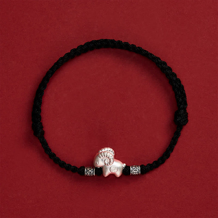 Buddha Stones Year of the Goat 999 Sterling Silver Sheep String Strength Bracelet - image 18