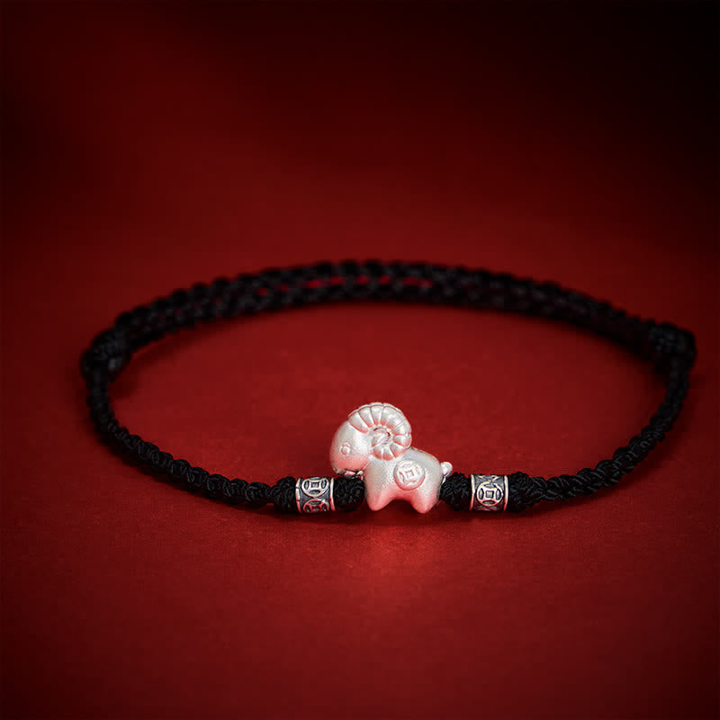 Buddha Stones Year of the Goat 999 Sterling Silver Sheep String Strength Bracelet - image 17