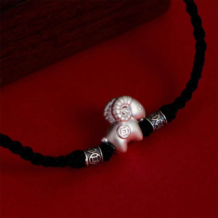 Buddha Stones Year of the Goat 999 Sterling Silver Sheep String Strength Bracelet - image 19