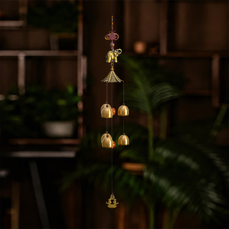 Buddha Stones Copper Pagoda Elephant Koi Fish Fu Character Luck Bells & Chimes - image 3