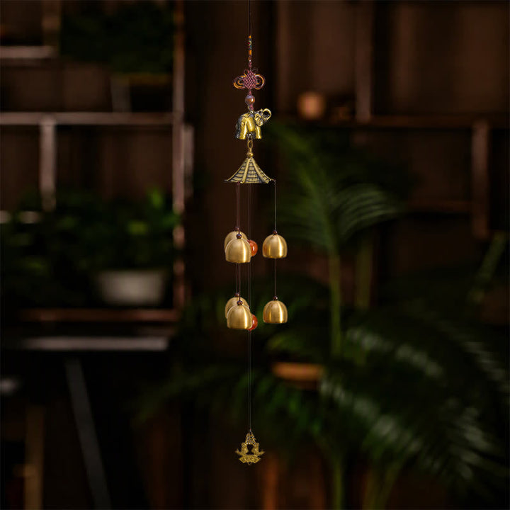 Buddha Stones Copper Pagoda Elephant Koi Fish Fu Character Luck Bells & Chimes - image 3