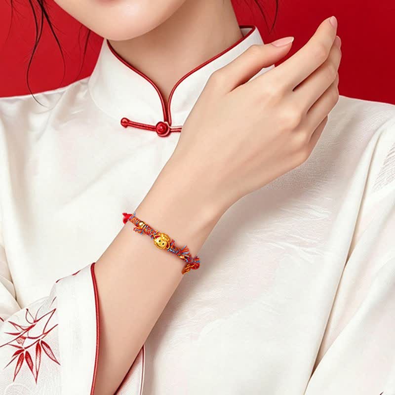 Buddha Stones Hand-Woven Red String Fu Character Goat Charm Blessing Bracelet - image 4