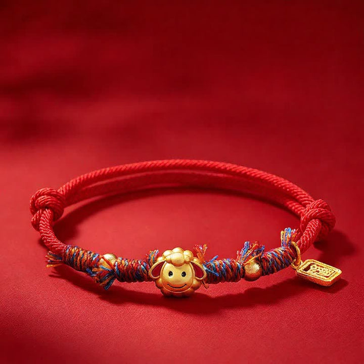Buddha Stones Hand-Woven Red String Fu Character Goat Charm Blessing Bracelet - image 3