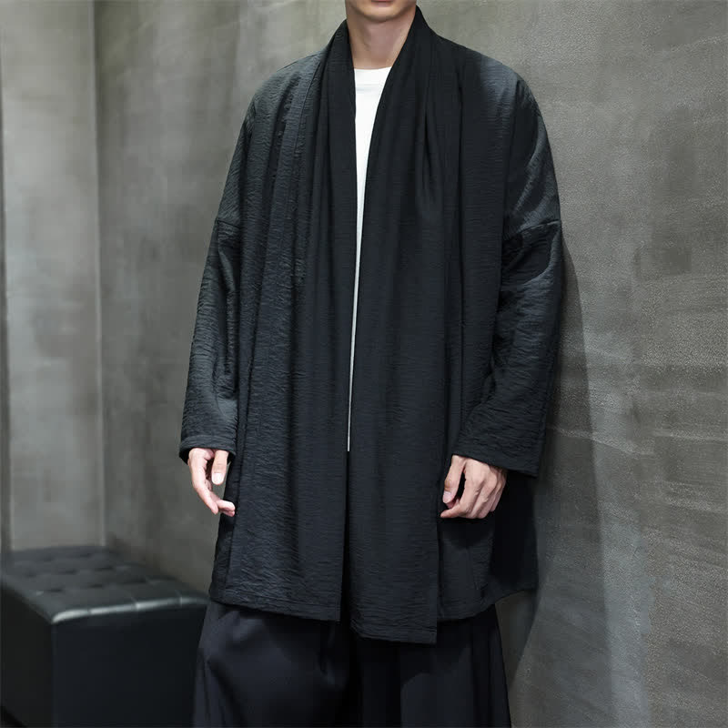 Buddha Stones Fall Classic Minimalist Solid Men's Kimono With Pocket - image 21