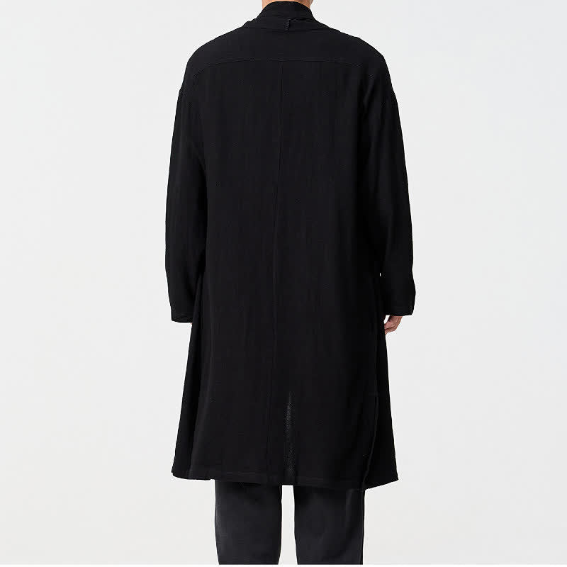 Buddha Stones Fall Minimalist Retro Tang Style Solid Men's Kimono - image 14