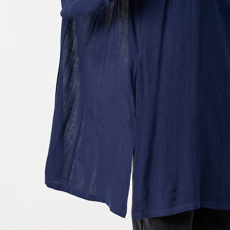 Buddha Stones Fall Minimalist Retro Tang Style Solid Men's Kimono - image 9