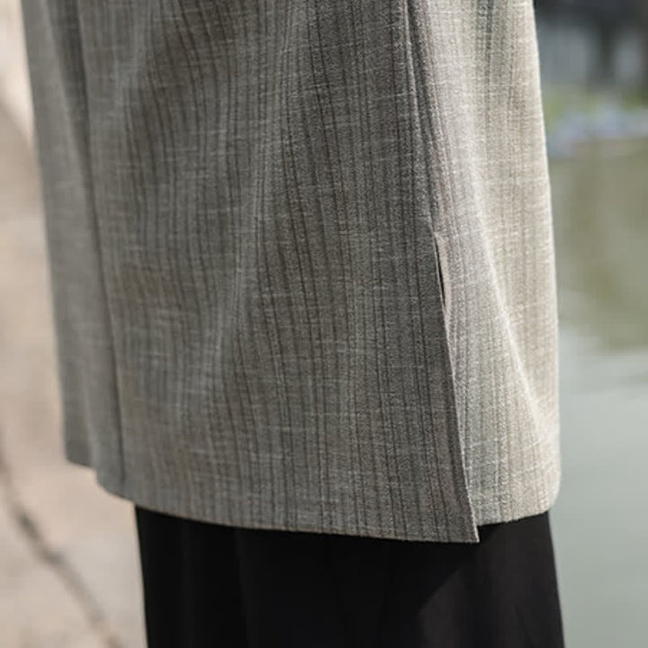 Buddha Stones Spring Tang Style Minimalist One Frog Button Solid Men's Kimono - image 11