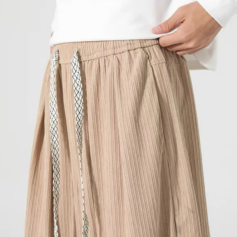 Buddha Stones Spring Fall Basic Drawstring Solid Ankle Pants Corduroy Men's Straight Leg Pants With Pockets - image 16