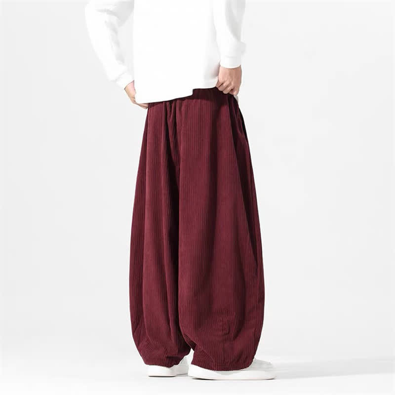 Buddha Stones Spring Fall Basic Drawstring Solid Ankle Pants Corduroy Men's Straight Leg Pants With Pockets - image 7