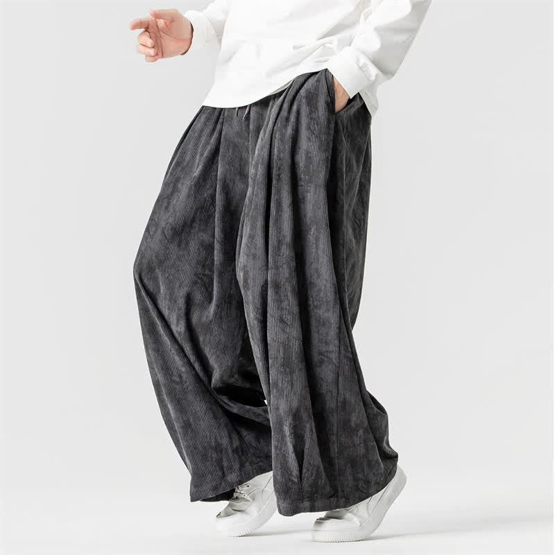 Buddha Stones Spring Fall Casual Simple Striped Ankle Pants Corduroy Men's Straight Leg Pants With Pockets - DarkGray - US/UK/AU46，EU56 (5XL) - image 8