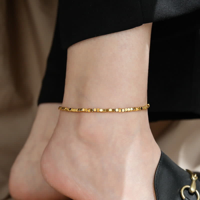 Buddha Stones Titanium Steel Faceted Chain Minimalist Durability Anklet - Gold - image 1