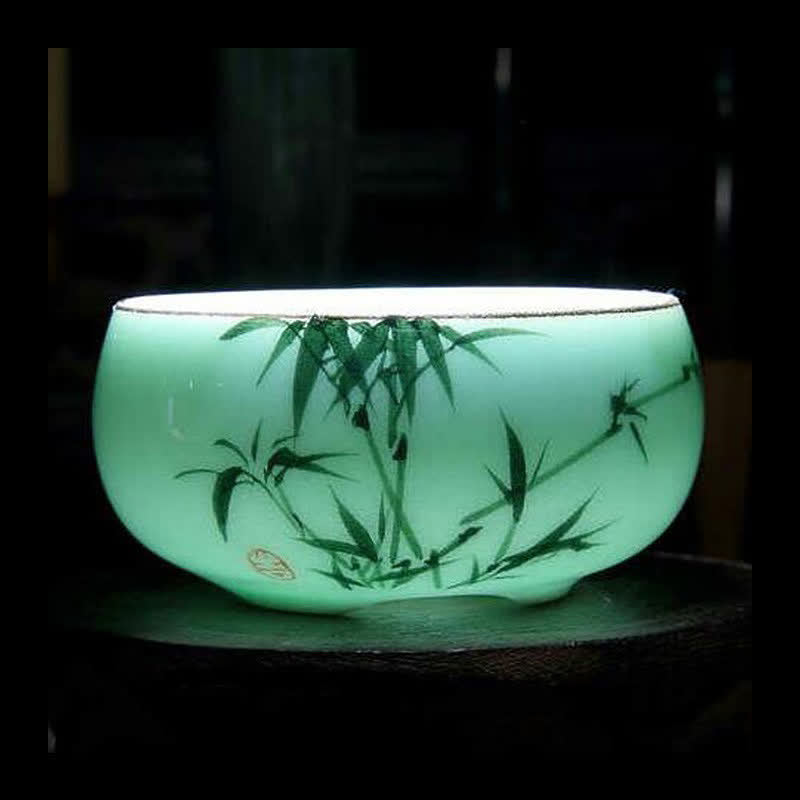 Buddha Stones Traditional Koi Fish Lotus Landscape Ceramic Personal Tea Cup - image 13