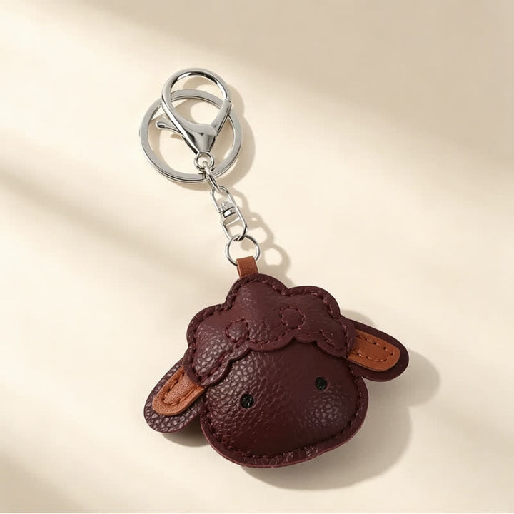 Buddha Stones Leather Lamb Charm Protection Keychains - Dark Red - image 8