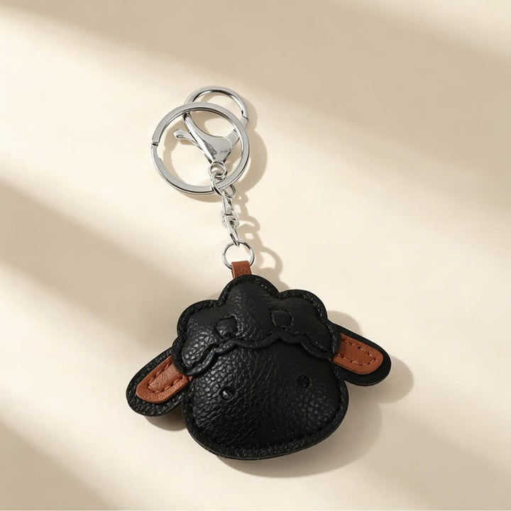 Buddha Stones Leather Lamb Charm Protection Keychains - Black - image 2