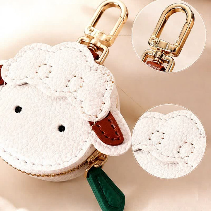 Buddha Stones Leather Lamb Goat Face Keychain Storage Wallet - image 3
