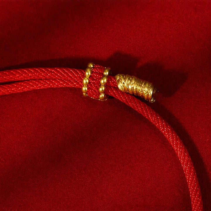 Buddha Stones Year of the Goat 999 Sterling Silver Red String Auspicious Goat Ingot Charm Luck Braided Bracelet - image 11