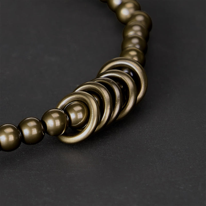 Buddha Stones 4mm Small Beads Brass Healing Bracelet - image 3