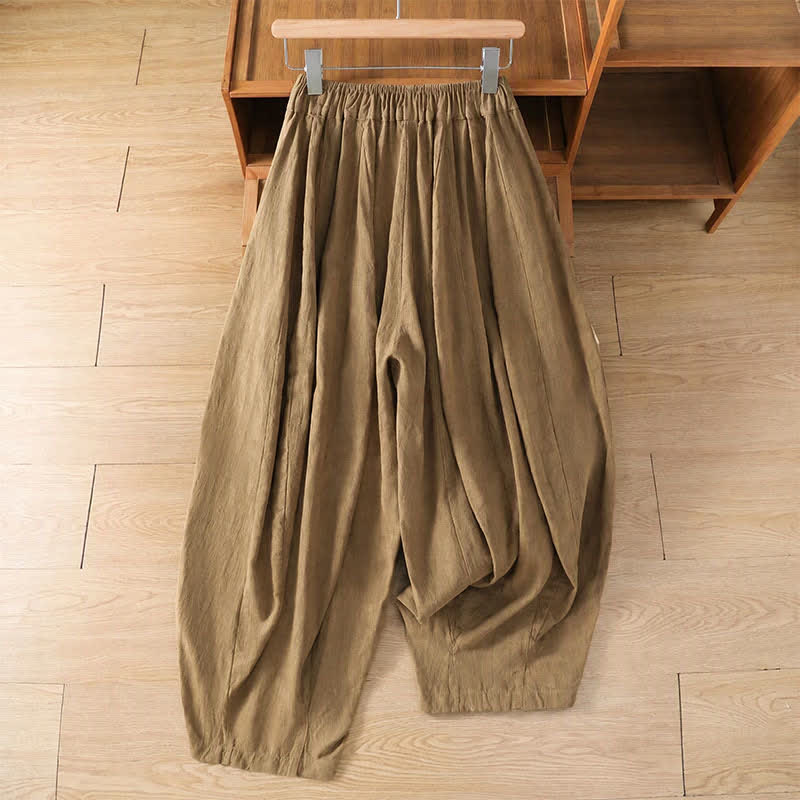 Buddha Stones Spring Summer Classic Casual Drawstring Solid Cropped Pants Women's Harem Pants With Pockets - image 7