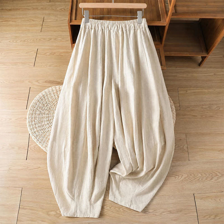 Buddha Stones Spring Summer Classic Casual Drawstring Solid Cropped Pants Women's Harem Pants With Pockets - image 2