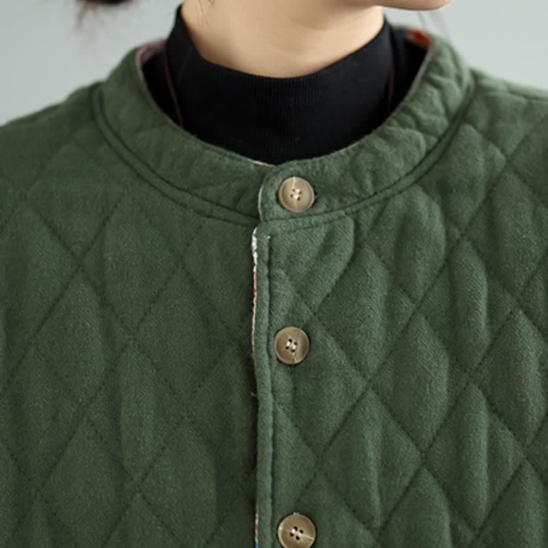 Buddha Stones Fall Winter Vintage Casual Button-Up Floral Patchwork Reversible Design Women's Jacket With Pockets - image 9