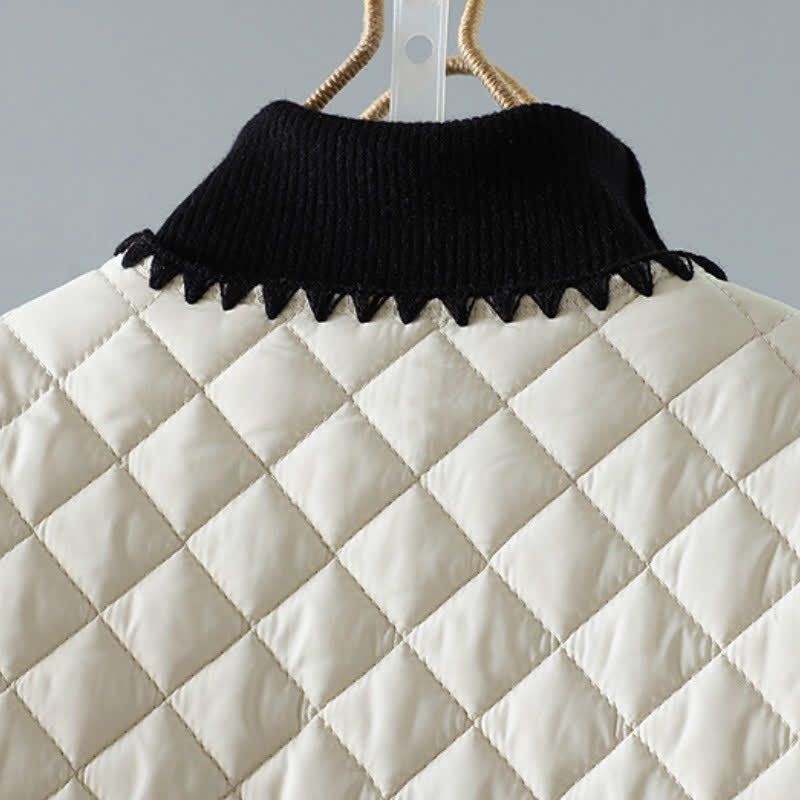 Buddha Stones Winter Casual Vintage Button-Up Geometric Rhombus Design Women's Jacket With Pockets - image 3