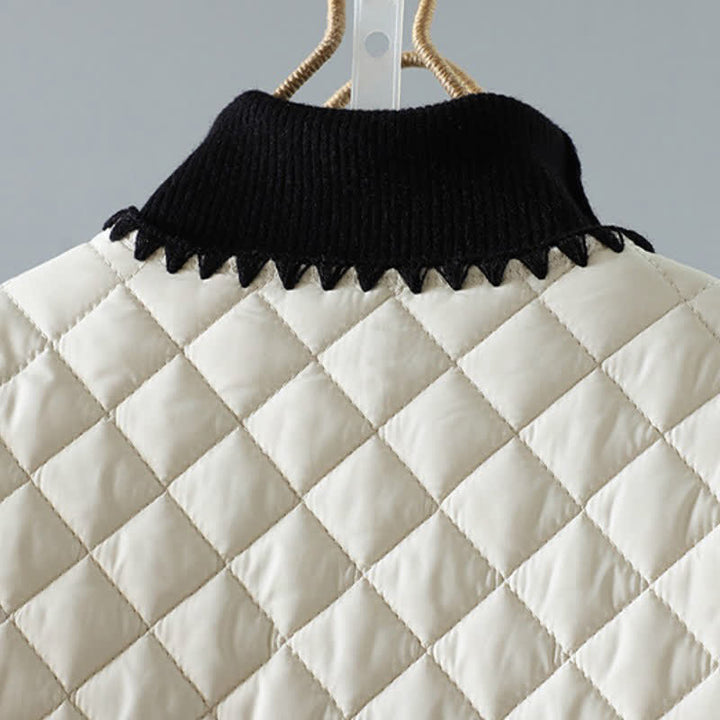 Buddha Stones Winter Casual Vintage Button-Up Geometric Rhombus Design Women's Jacket With Pockets - image 3
