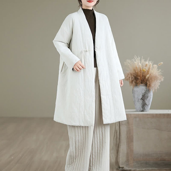 Buddha Stones Winter Casual Minimalist Drawstring Solid Women's Coat With Pockets - image 14