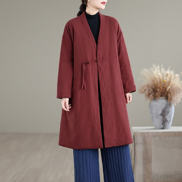 Buddha Stones Winter Casual Minimalist Drawstring Solid Women's Coat With Pockets - image 1