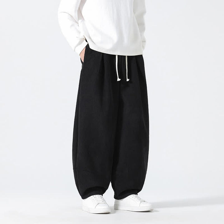 Buddha Stones Fall Winter Casual Minimalist Drawstring Solid Ankle Pants Men's Straight Leg Pants With Pockets - Black - US/UK/AU46, EU56 (5XL) - image 7