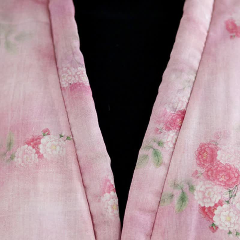 Buddha Stones Fall Winter Vintage Tang Style Frog Button Floral Pattern Women's Kimono With Pockets - image 16