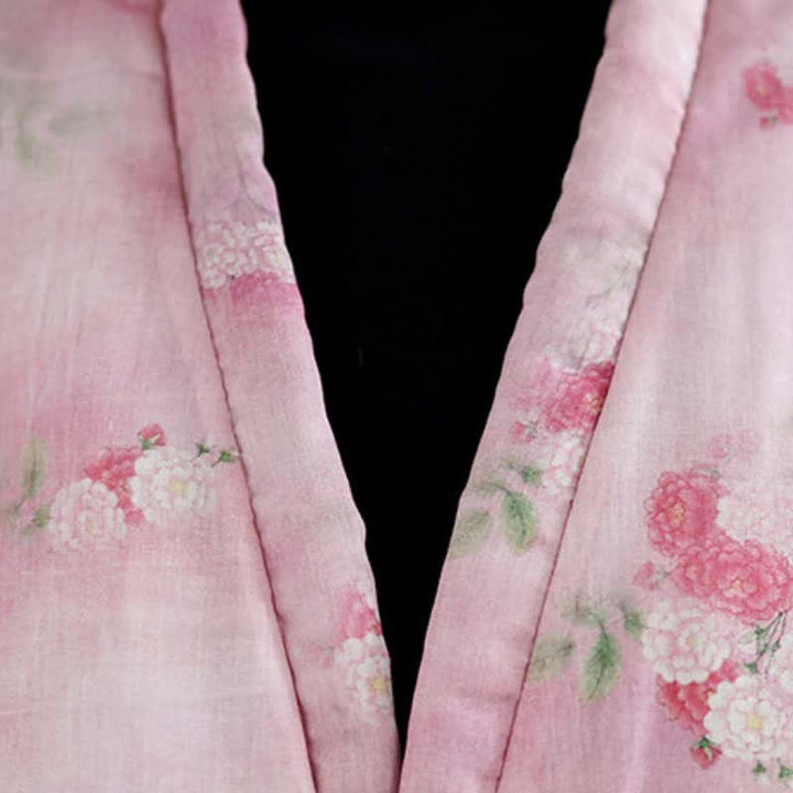 Buddha Stones Fall Winter Vintage Tang Style Frog Button Floral Pattern Women's Kimono With Pockets - image 16