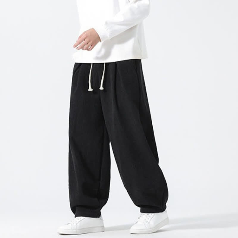 Buddha Stones Fall Winter Casual Minimalist Drawstring Solid Ankle Pants Men's Straight Leg Pants With Pockets - image 8