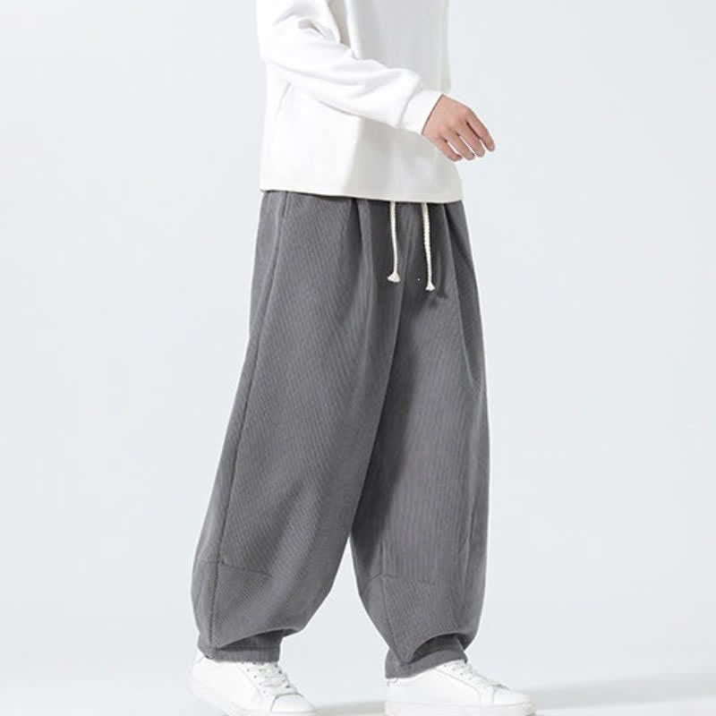 Buddha Stones Fall Winter Casual Minimalist Drawstring Solid Ankle Pants Men's Straight Leg Pants With Pockets - image 14