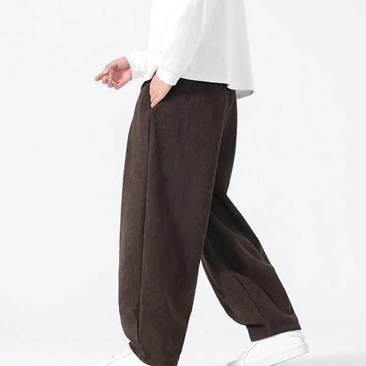 Buddha Stones Fall Winter Casual Minimalist Drawstring Solid Ankle Pants Men's Straight Leg Pants With Pockets - image 5