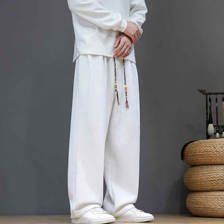 Buddha Stones Fall Winter Plain Classic Drawstring Solid Ankle Pants Corduroy Men's Straight Leg Pants With Pockets - image 28