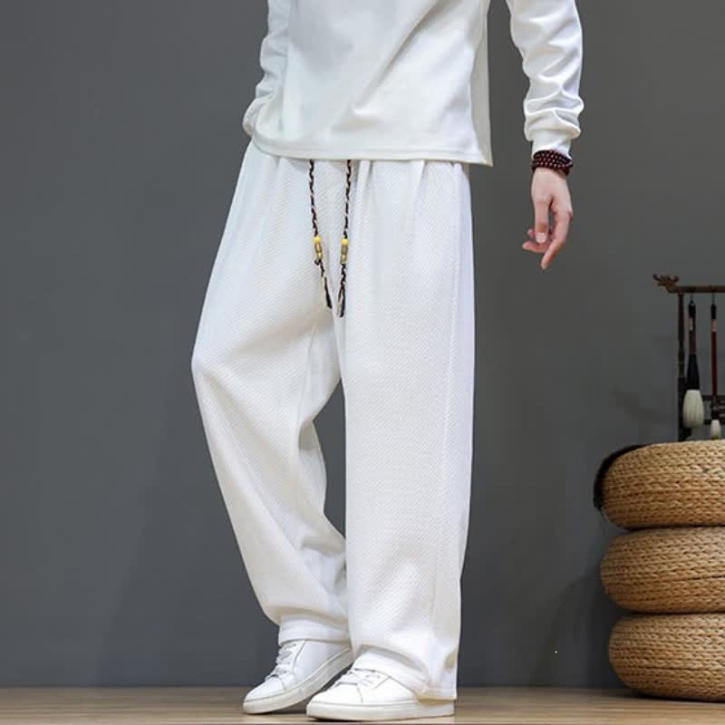 Buddha Stones Fall Winter Plain Classic Drawstring Solid Ankle Pants Corduroy Men's Straight Leg Pants With Pockets - image 32