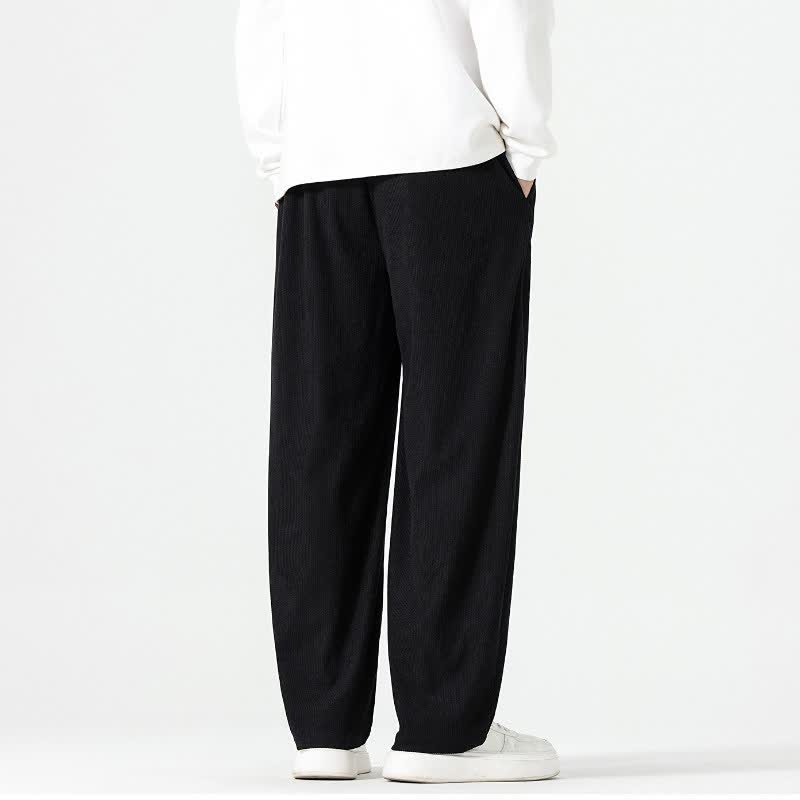 Buddha Stones Fall Winter Casual Boho Drawstring Solid Ankle Pants Corduroy Men's Straight Leg Pants With Pockets - image 15
