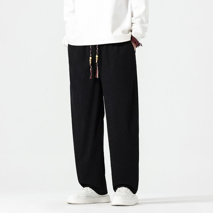 Buddha Stones Fall Winter Casual Boho Drawstring Solid Ankle Pants Corduroy Men's Straight Leg Pants With Pockets - image 20