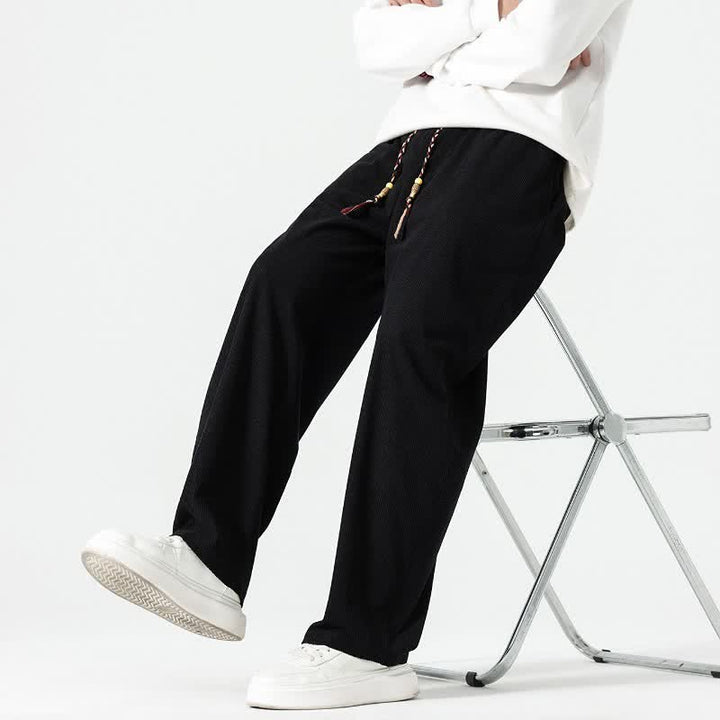 Buddha Stones Fall Winter Casual Boho Drawstring Solid Ankle Pants Corduroy Men's Straight Leg Pants With Pockets - image 21