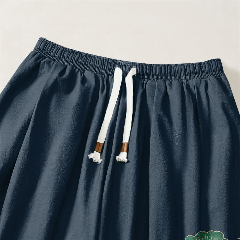 Buddha Stones Pure Cotton Auspicious Cloud Pine Pattern Drawstring Men's Harem Pants With Pockets - image 15