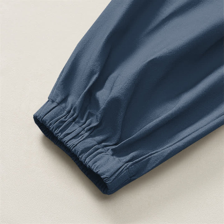 Buddha Stones Pure Cotton Bamboo Branch Pattern Drawstring Men's Harem Pants With Pockets - image 16