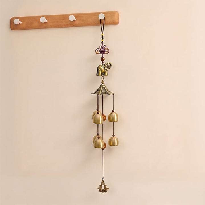 Buddha Stones Copper Pagoda Elephant Koi Fish Fu Character Luck Bells & Chimes - Elephant - image 1