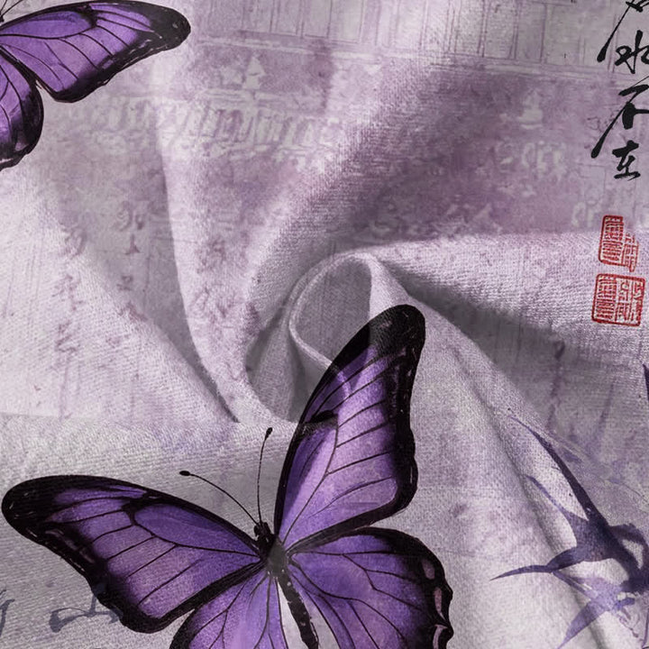 Buddha Stones Cotton Bamboo Butterfly Print Wrap V-Neck Lace-up Women's Long Sleeve Shirts Kimono - image 4