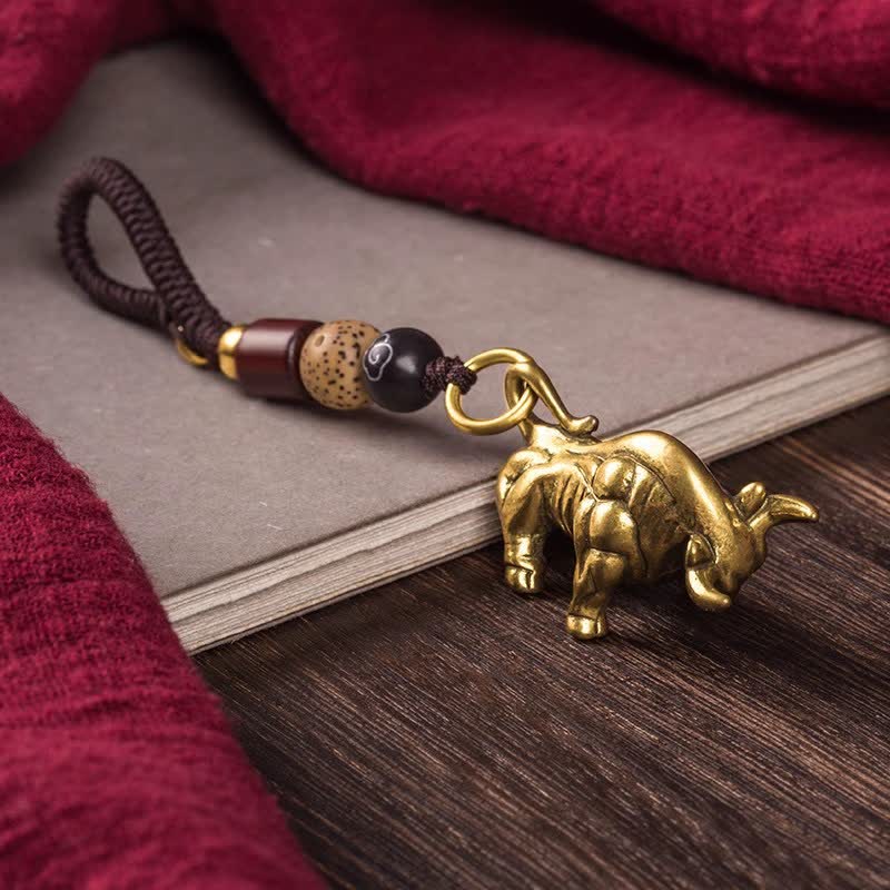 Buddha Stones Brass Chinese Zodiac Luck Braided Charm Keychains - Ox - image 11