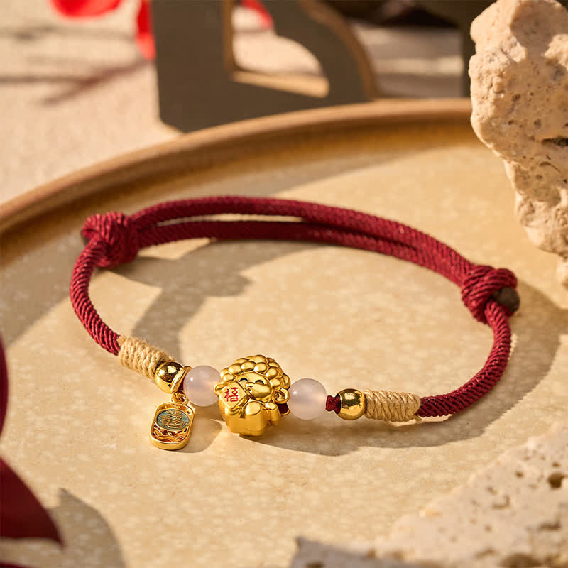 Buddha Stones Year of the Goat Copper 999 Sterling Silver Sheep Fu Character Blessing Red String Bracelet - Copper(Harmonic Connection ♥ Grounding) - image 0