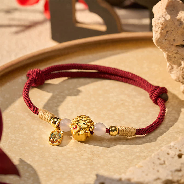 Buddha Stones Year of the Goat Copper 999 Sterling Silver Sheep Fu Character Blessing Red String Bracelet - Copper(Harmonic Connection ♥ Grounding) - image 0