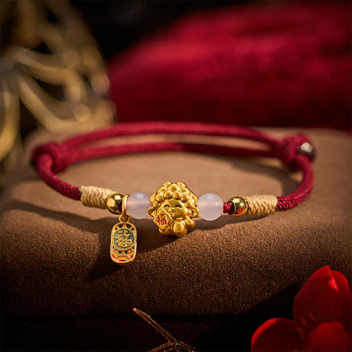 Buddha Stones Year of the Goat Copper 999 Sterling Silver Sheep Fu Character Blessing Red String Bracelet - image 3